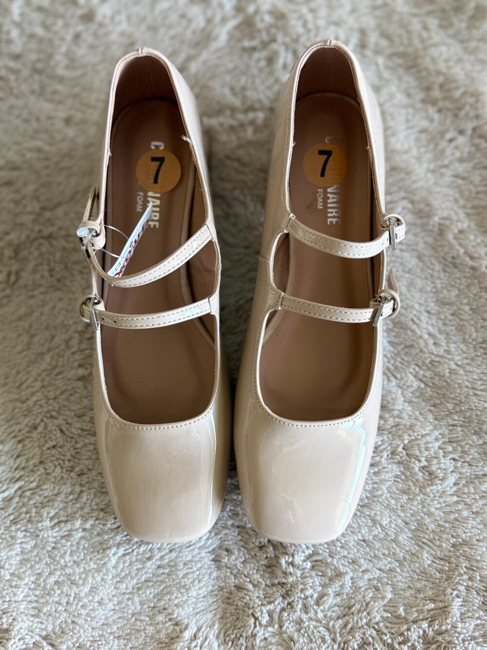 NWT Cushionaire Twiggy Nude Patent Mary Jane Heels Size 7